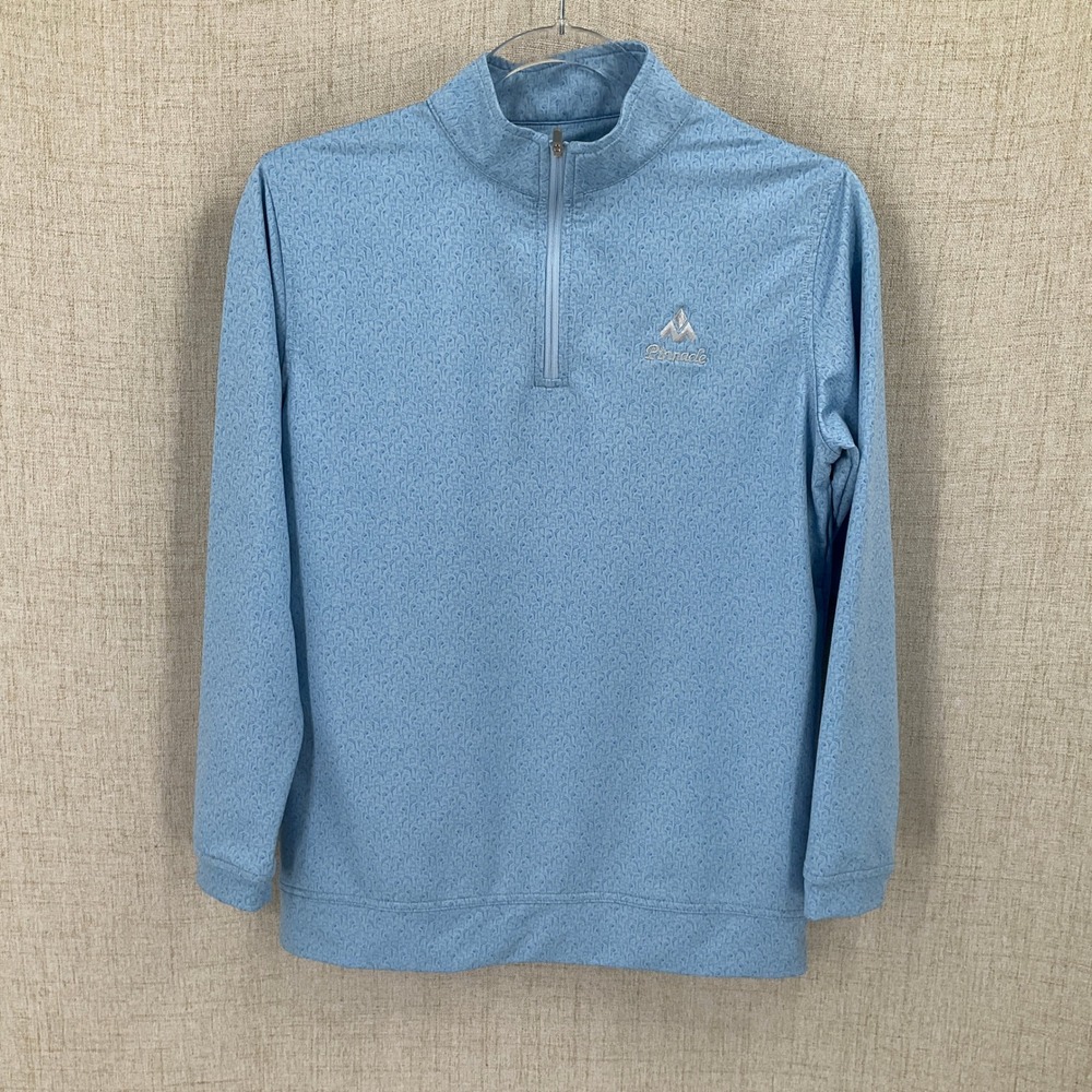Peter Millar Pullover Kids L Blue Golf Club Print Pinnacle Quarter Zip Luxury